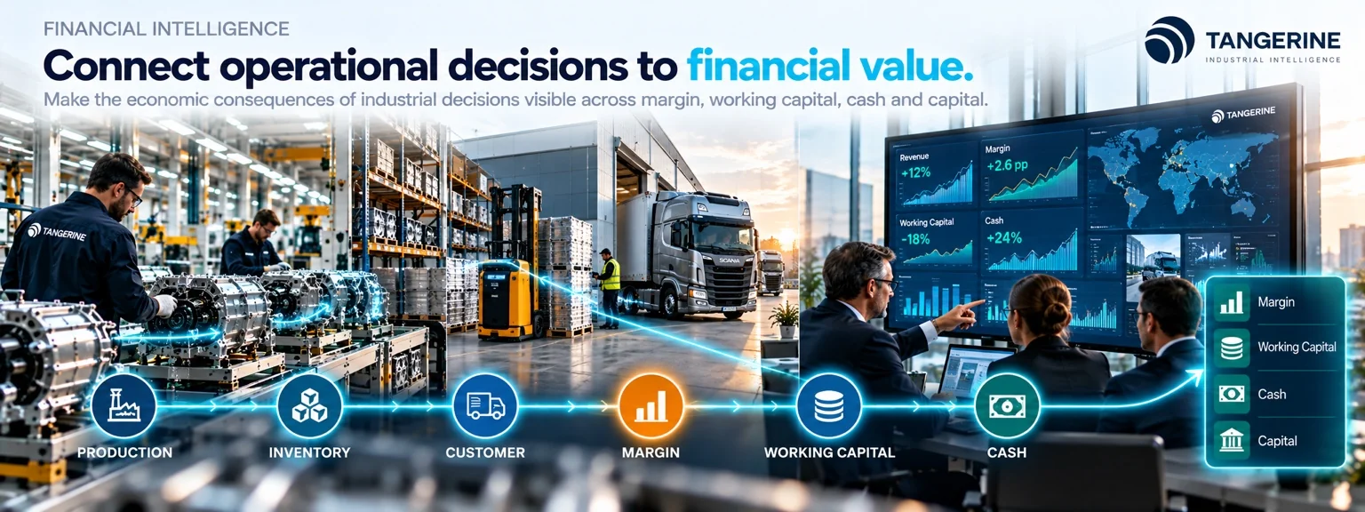 Financial intelligence connecting production, inventory, customer, margin, working capital and cash